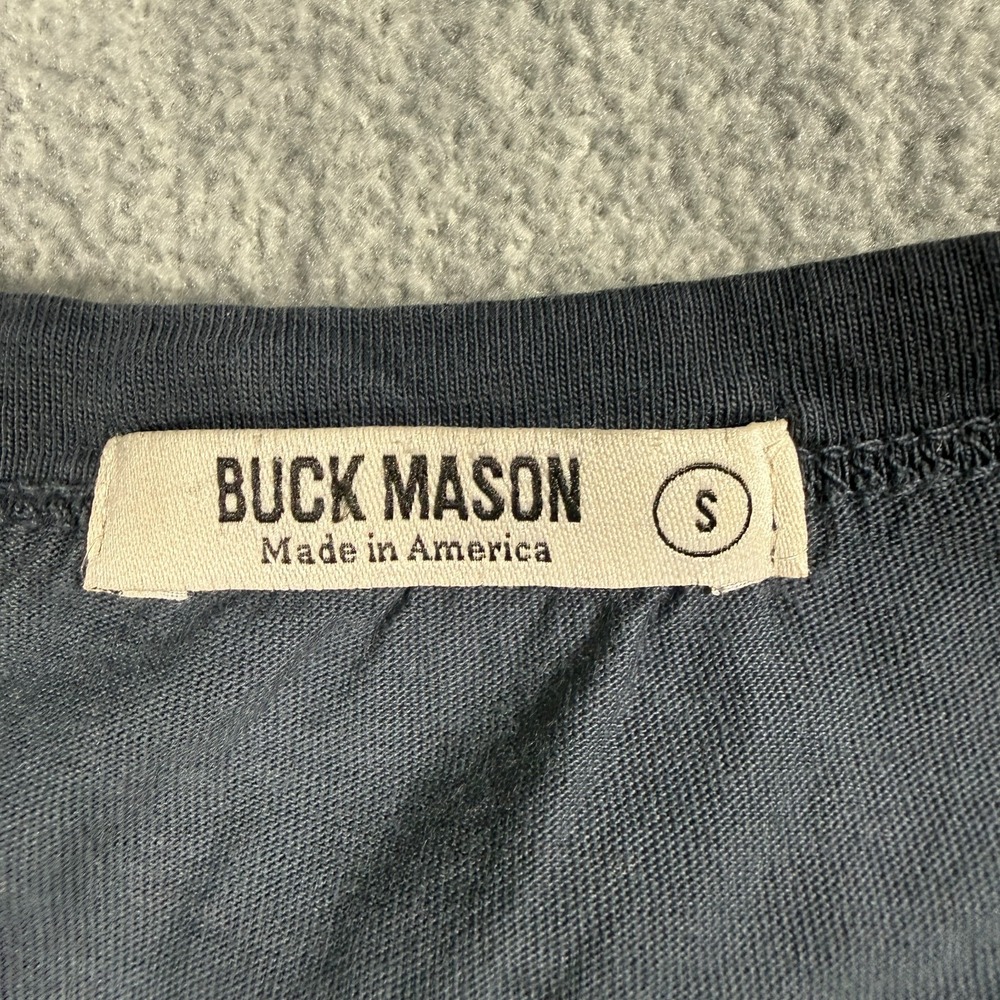 Buck Mason Shirt Women S Washed Slate Blue Curved Hem Short Sleeve Crewneck Tee - Picture 2 of 7